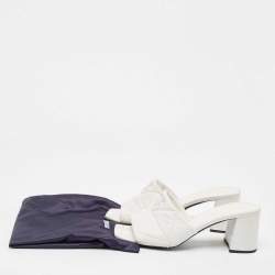 Prada White Quilted Leather Slide Sandals Size 38