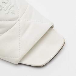 Prada White Quilted Leather Slide Sandals Size 38
