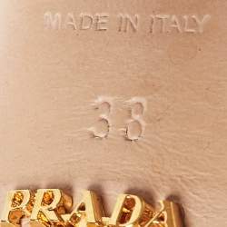 Prada Beige Satin Crystal Embellished Ankle Strap Platform Sandals Size 38