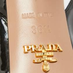 Pre Owned Prada Black Patent Leather Peep Toe Slingback Pumps Size 36.5