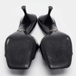 Pre Owned Prada Black Patent Leather Slide Sandals Size 39.5