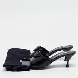 Pre Owned Prada Black Patent Leather Slide Sandals Size 39.5