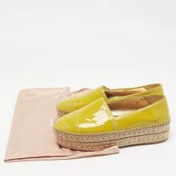 Prada Yellow Patent Leather Slip On Espadrille Loafers Size 37