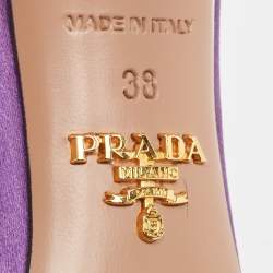 Prada Purple Satin Crystal Embellished Ankle Strap Sandals Size 38