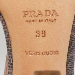 Prada Multicolor Leather Snakeskin and Leather Ankle Strap Sandals Size 39
