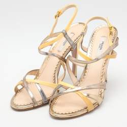 Prada Multicolor Patent and Leather Strappy Sandals Size 36.5