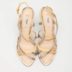 Prada Multicolor Patent and Leather Strappy Sandals Size 36.5