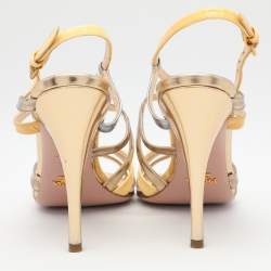 Prada Multicolor Patent and Leather Strappy Sandals Size 36.5