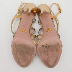 Prada Multicolor Patent and Leather Strappy Sandals Size 36.5