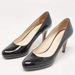 Pre Owned Prada Black Patent Leather Platform Pumps Size 40.5