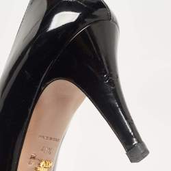 Pre Owned Prada Black Patent Leather Platform Pumps Size 40.5