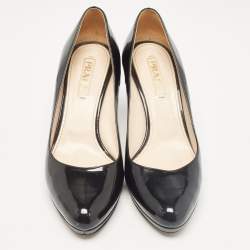 Pre Owned Prada Black Patent Leather Platform Pumps Size 40.5