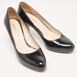 Pre Owned Prada Black Patent Leather Platform Pumps Size 40.5