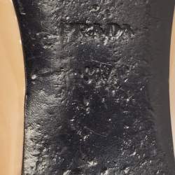 مملوكة مسبقًا Prada Beige Patent Leather Smoking Slippers Size 36.5