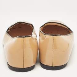 مملوكة مسبقًا Prada Beige Patent Leather Smoking Slippers Size 36.5