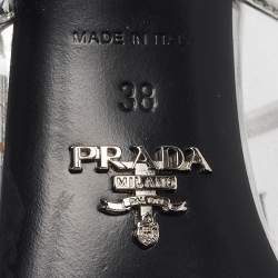 Prada Transparent PVC Logo Print Slide Sandals Size 38