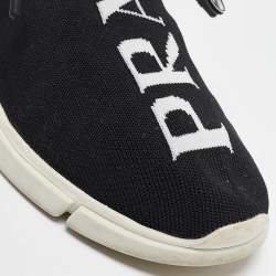 Prada Black Knit Fabric Lace Up Sneakers Size 39.5