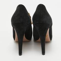 Prada Black Suede Ankle Booties Size 37.5