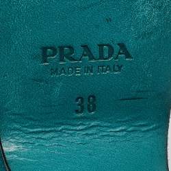 Pre Owned Prada Teal Suede Platform Ankle Strap Sandals Size 38
