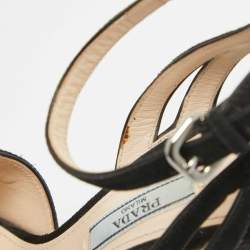 Pre Owned Prada Black Suede Ankle Strap Sandals Size 38