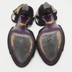 Pre Owned Prada Black Suede Ankle Strap Sandals Size 38