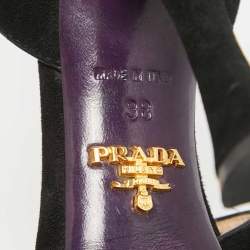 Pre Owned Prada Black Suede Ankle Strap Sandals Size 38