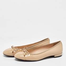 Prada Beige Patent Leather Ballet Flats Size 35.5