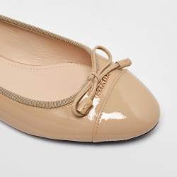 Prada Beige Patent Leather Ballet Flats Size 35.5