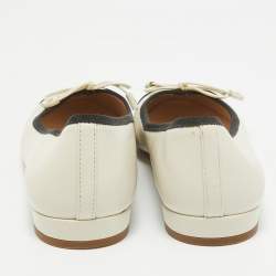 Prada Cream/Black Leather Cap Toe Ballet Flats Size 37