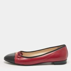 Prada Pink/Black Patent and Leather Bow Ballet Flats Size 37