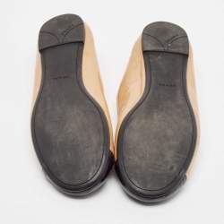 Prada Beige/Black Patent Leather Bow Ballet Flats Size 36.5