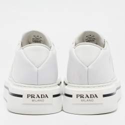 Prada White Leather and Nylon Lace Up Sneakers Size 39