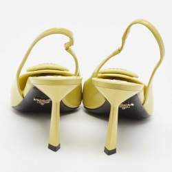 Pre Owned Prada Green Patent Pointed Toe Slingback Pumps Size 39
