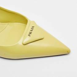 Pre Owned Prada Green Patent Pointed Toe Slingback Pumps Size 39