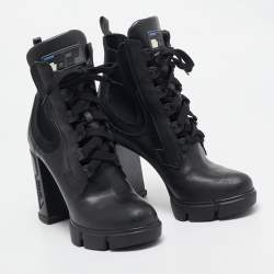 Prada Black Leather Ankle Length Boots Size 39.5