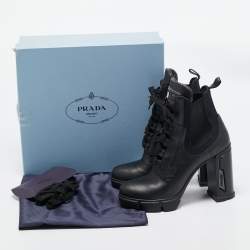 Prada Black Leather Ankle Length Boots Size 39.5
