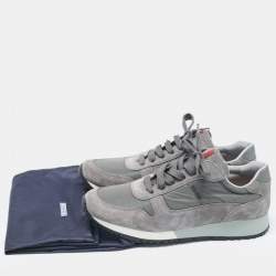 Prada Grey Nylon and Suede Lace Up Sneakers Size 41