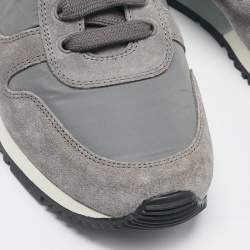 Prada Grey Nylon and Suede Lace Up Sneakers Size 41