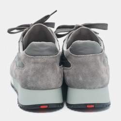 Prada Grey Nylon and Suede Lace Up Sneakers Size 41