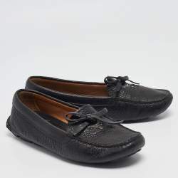 Prada Black Leather Slip On Loafers Size 35