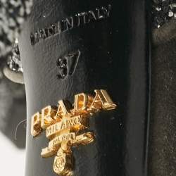 Prada Grey Glitter and Suede Platform Ankle Strap Sandals Size 37