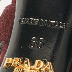Pre Owned Prada Brown Suede Wavy Ankle Strap Sandals Size 36