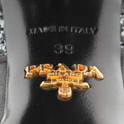 Prada Grey Glitter and Suede Ankle Strap Sandals Size 39