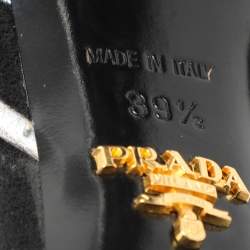 Prada Black/Silver Suede and Leather Ankle Strap Sandals Size 39.5