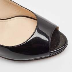 Prada Black Patent Leather Peep Toe Platform Pumps Size 39