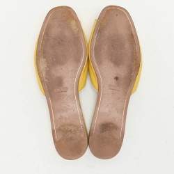 Pre Owned Prada Yellow Patent Saffiano Leather Flat Slides Size 40