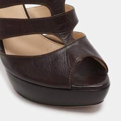 Prada Brown Leather Caged Booties Size 38