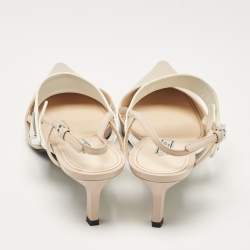 Prada Beige/White Leather Slingback Pumps Size 40.5