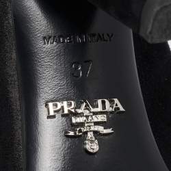Pre Owned Prada Black Suede Mules Size 37