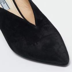 Pre Owned Prada Black Suede Mules Size 37